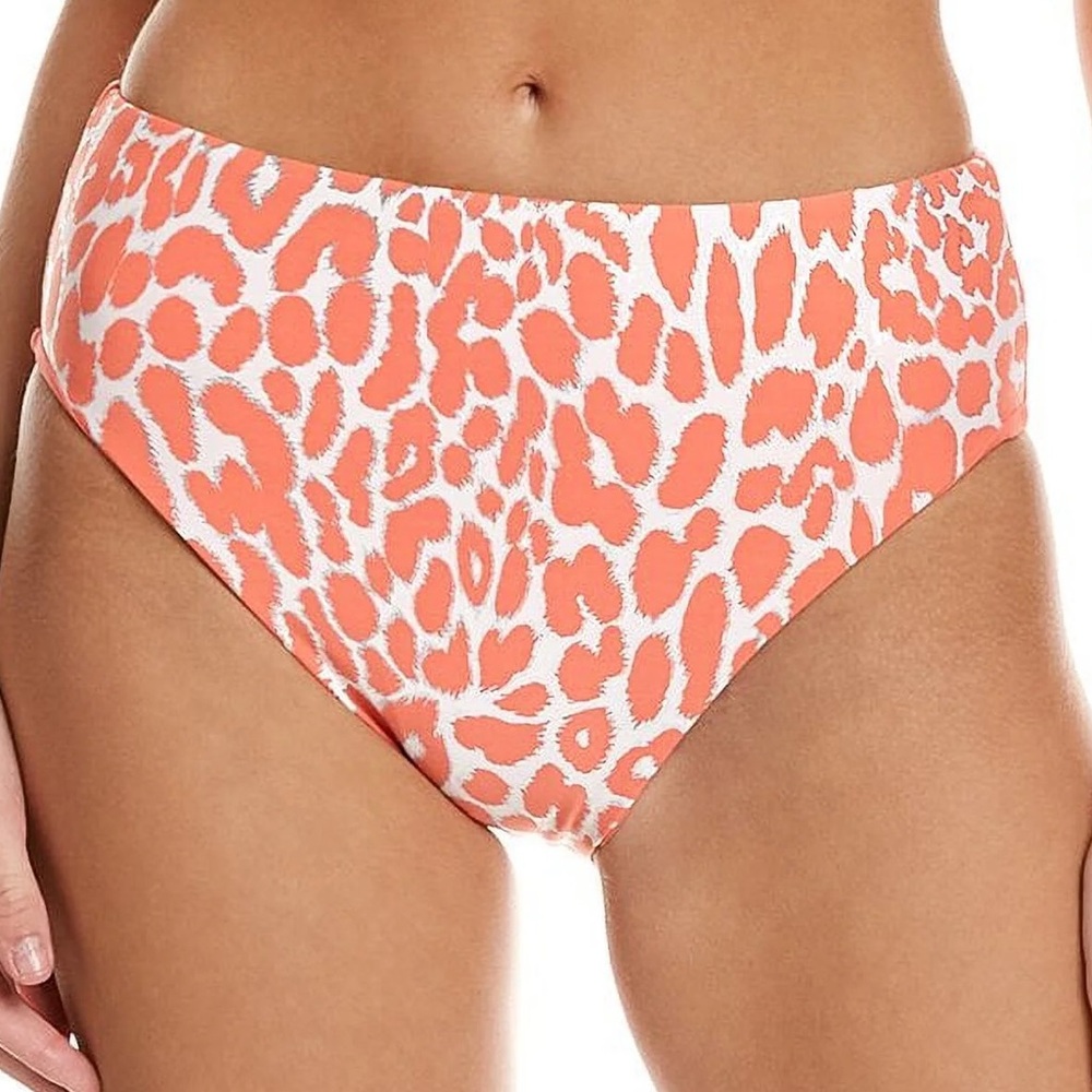 CARMEN MARC VALVO foil jungle animal print reversible high waist swim bottom NWT